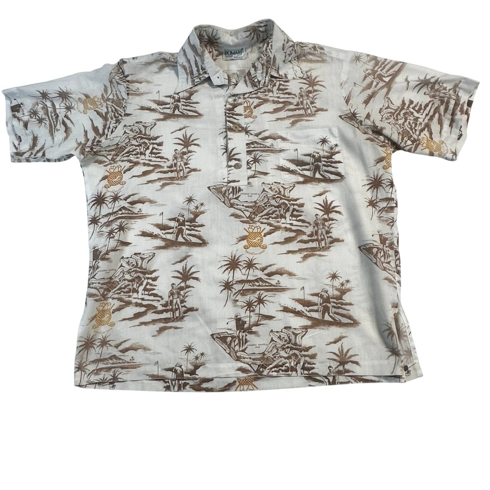Vintage Pomare‎ Hawaiian Open Waielae Country Club Men Golf Button Down Shirt
